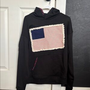 Black Hoodie with Flag Design